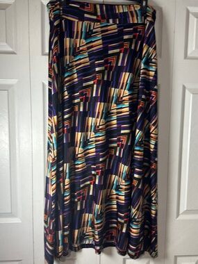 JohnPaulRichard Multicolor Geometric Maxi Skirt in Black, Purple, Teal and Cream